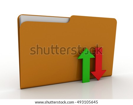 Computer Folder with Arrows - High Quality 3D Render