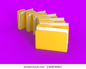 Computer folders. Data concept. Files Priorities. 3d rendering