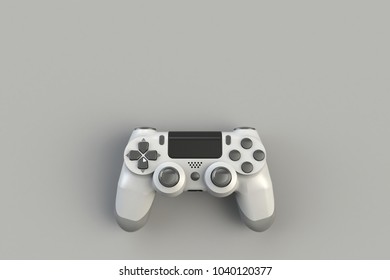 Computer game competition. Gaming concept. White joystick isolated on gray background, 3D rendering