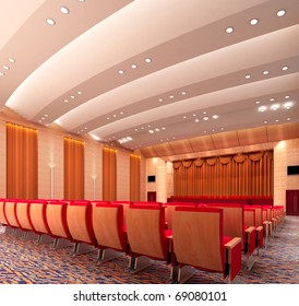 The Computer Generated 3d Image Of The Modern Conference Hall