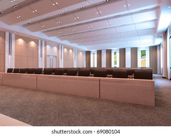 The Computer Generated 3d Image Of The Modern Conference Hall