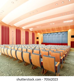 the computer generated 3d image of the modern conference hall