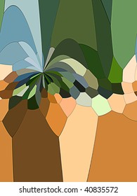 A computer generated background abstract in the likeness of a palm tree with sandy color and grassy color.