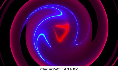 Computer Generated Background With Abstract Spiral. 3D Rendering Circular Merger Of Neon Color Lines.