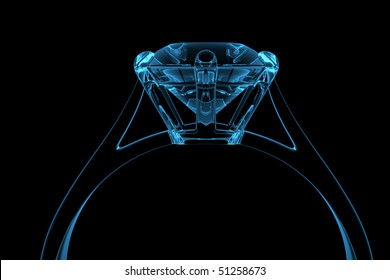 Computer Generated Blue Diamond Ring