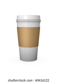 Computer Generated Coffee Cup With Cardboard Sleeve