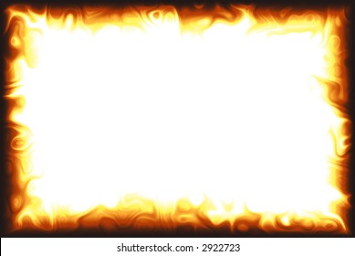Computer Generated Flame Border Over White Background