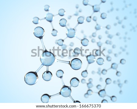 Computer generated image of tetrahedrons floating in the blue-white background.