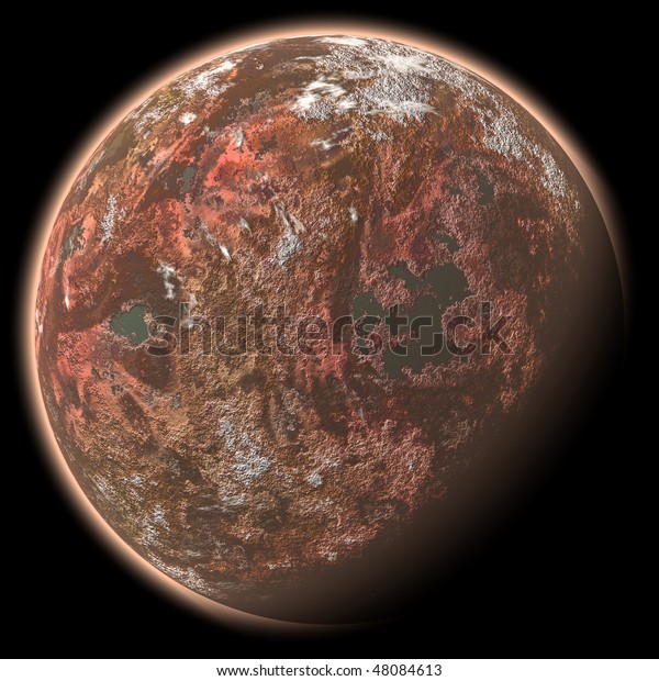 Computer
generated planet, isolated over black
background