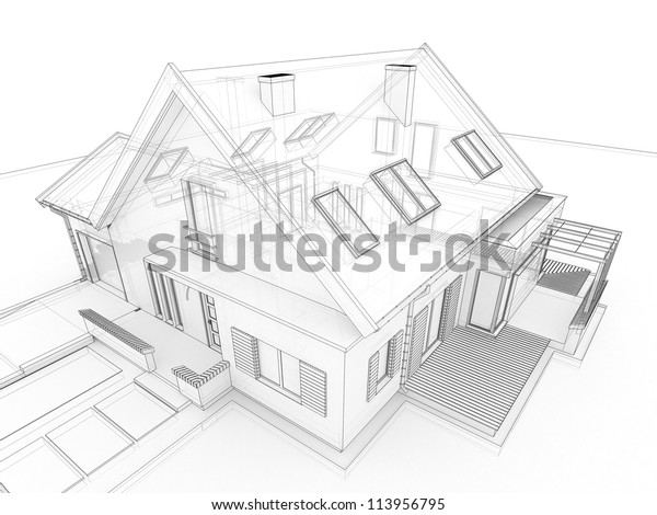 Computer Generated Transparent House Design Visualization