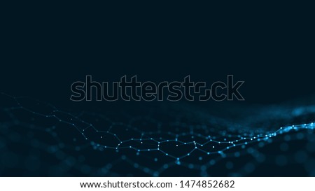 Computer geometric digital connection structure. Business inteligence technology background. Binary code algorithms deep learning. Abstract 3D rendering. Artificial intelligence