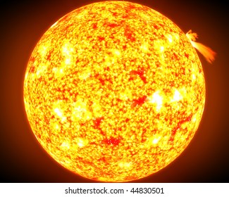 A computer graphic rendering of the Sun