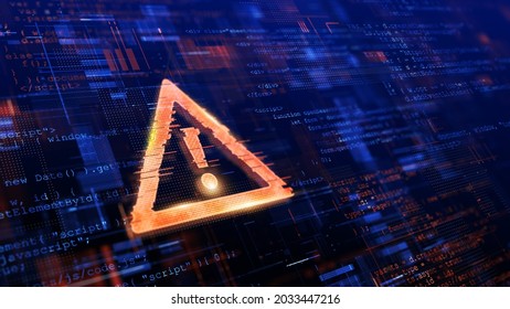 Computer Hacked, System Error, Virus, Cyber Attack, Malware Concept. Danger Symbol. 3d Rendering.