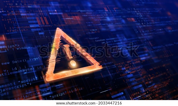 Computer Hacked, System Error,\
Virus, Cyber attack, Malware Concept. Danger Symbol. 3d\
rendering.