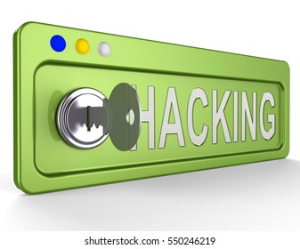Computer Hacking Lock And Key Shows Crime Threat 3d Illustration