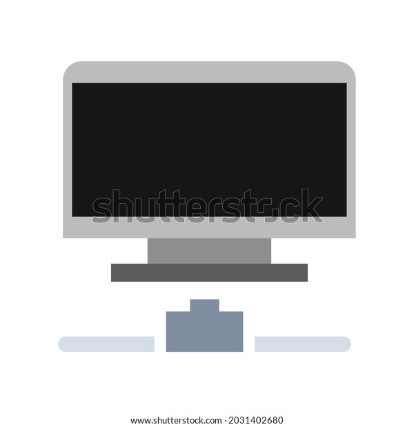 Computer\
icon technology digital illustration display electronic equipment\
PC. Business office computer icon communication screen isolated\
white. Network device connection system\
symbol