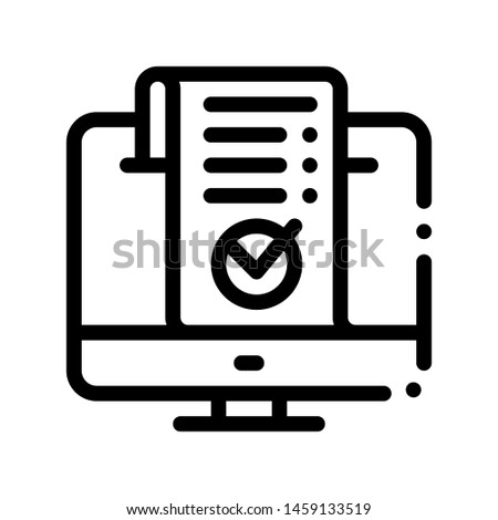Computer Internet Payment Thin Line Icon. Online Transactions, Quittance Ticket Financial Internet Banking Operation Linear Pictogram. Money Deposit Currency Exchange Contour Illustration