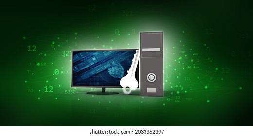 computer key security concept. 3D illustration
