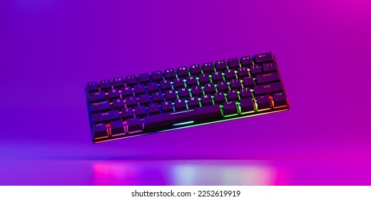 Computer keyboard floating in the air. 3d render. 3D Illustration