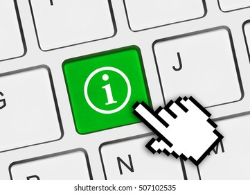 Computer keyboard with information key - internet background - 3D illustration