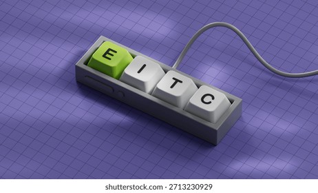 Computer keyboard keys with EITC business word.close up of Computer keyboard keys,Business Concept.3D rendering.