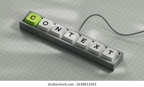 Computer keyboard keys with text CONTEXT. financial market. financing.close up of Computer keyboard keys,Business Concept.3D rendering on white background.