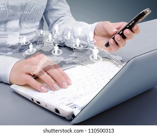 Computer Keyboard And Multiple Social Media Images