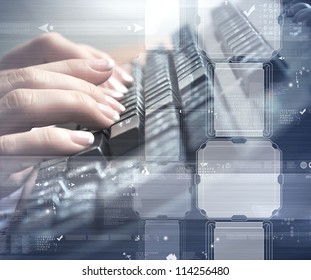 Computer Keyboard And Multiple Social Media Images