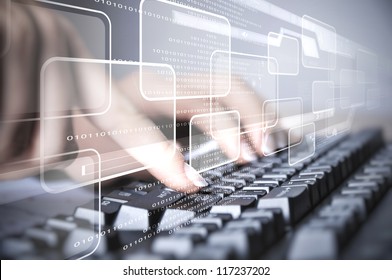 Computer Keyboard And Multiple Social Media Images