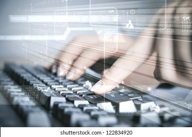 Computer Keyboard And Multiple Social Media Images