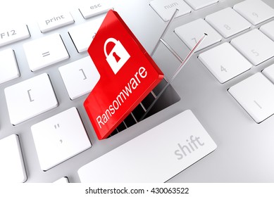 Computer Keyboard With Red Enter Key Hatch Underpass Ladder Ransomware 3D Illustration