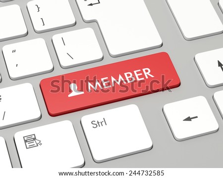 Computer keyboard with red member button