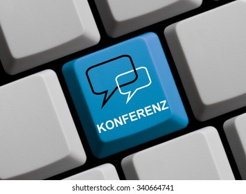 Computer Keyboard showing icon of speech bubbles Conference - Powered by Shutterstock - Get 15% off with code: PIKWIZARD15