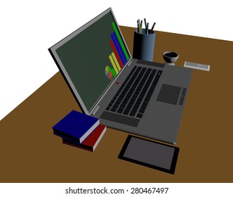 computer laptop put non the table 3d - Powered by Shutterstock - Get 15% off with code: PIKWIZARD15
