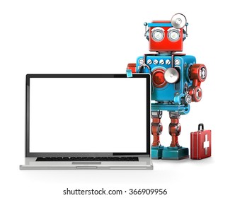 Computer Maintenance Concept. Isolated Over White. Contains Clipping Path