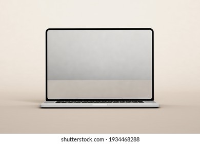 Computer Mockup Isolated On Soft Color Background; 3D; 3D Illustration