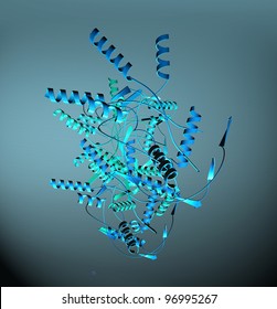Computer model of a protein molecule