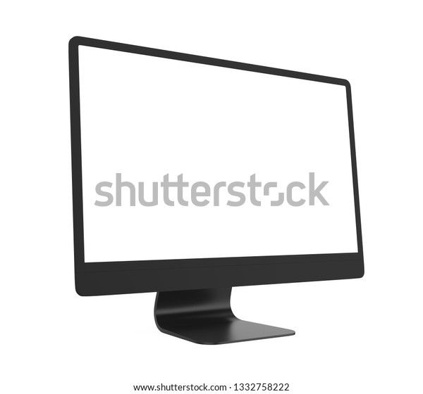 Computer Monitor Blank White Screen Isolated Stock Illustration 1332758222