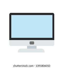 Computer Monitor In Cartoon Style Icon On White, Stock Illustration