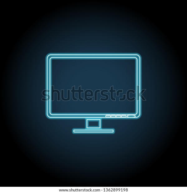 Computer monitor neon glow icon. Simple thin line,\
outline illustration of Technology icons for UI and UX, website or\
mobile application\
