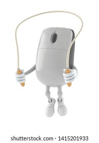 Computer Mouse Character Jumping On Jumping Stock Illustration ...