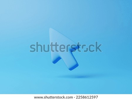 Computer mouse click pointer on a blue background. 3D rendering illustration