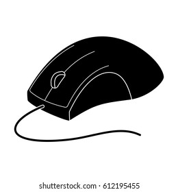 Computer Mouse Icon In Black Style Isolated On White Background. Personal Computer Accessories Symbol Stock Bitmap Illustration.