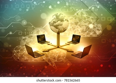 Computer Network, Global internet Communication Concept. 3d rendering