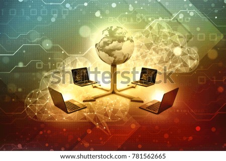 Computer Network, Global internet Communication Concept. 3d rendering
