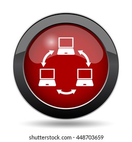 Computer network icon. Internet button on white background.