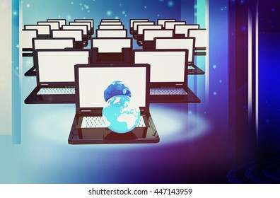 Computer Network Online concept on a white background. 3D illustration. Vintage style. - Shutterstock ID 447143959