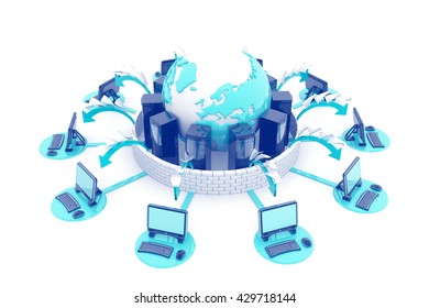 Computer network.3d render