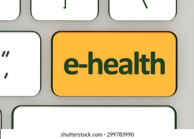 Computer notebook keyboard with e-health key - technology background 