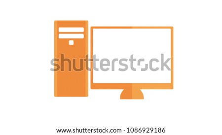 Computer Office Desktop Icon Orange Stock Illustration 1086929186 ...